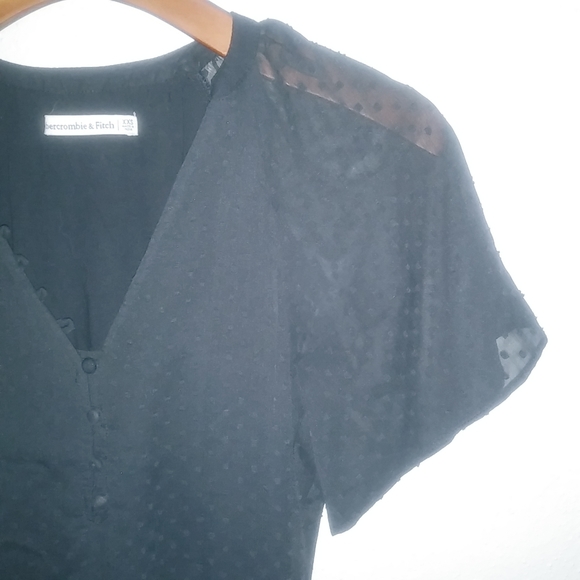 Abercrombie & Fitch XXS Whimseygoth Swiss Dotted Chenille Body Suit Black - Picture 3 of 10